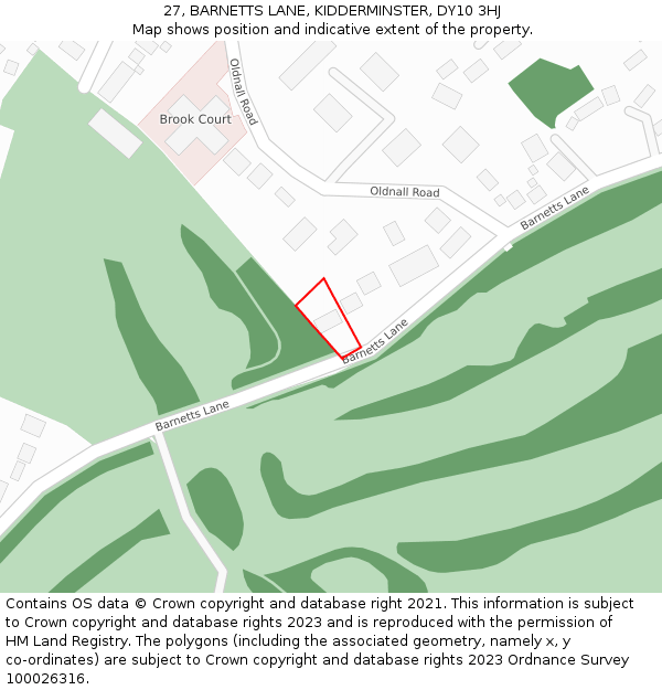 27, BARNETTS LANE, KIDDERMINSTER, DY10 3HJ: Location map and indicative extent of plot