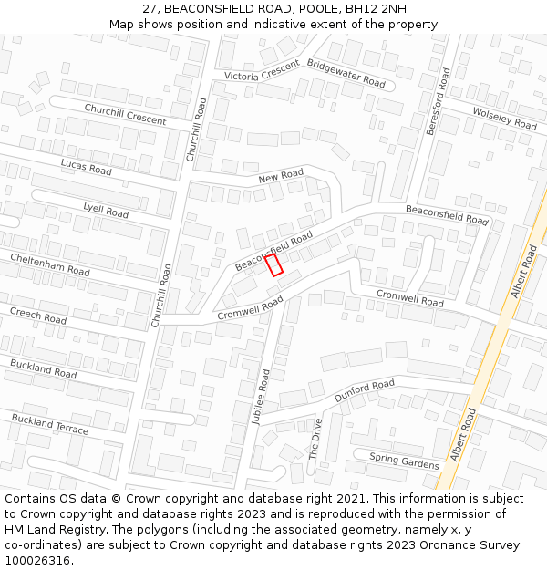 27, BEACONSFIELD ROAD, POOLE, BH12 2NH: Location map and indicative extent of plot