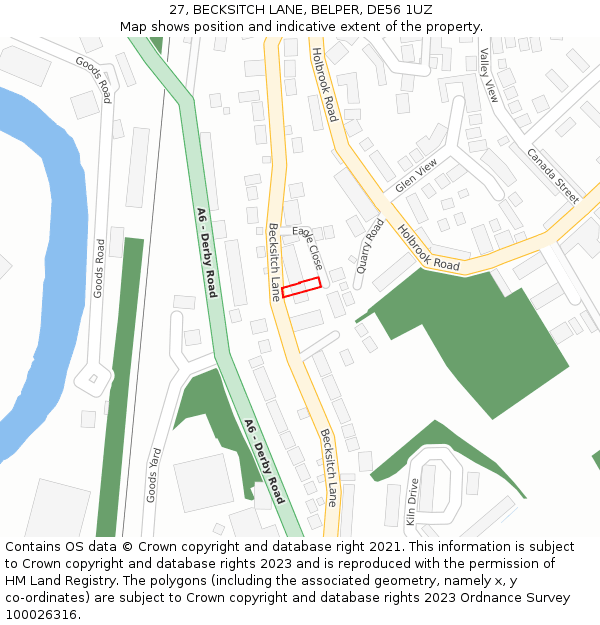 27, BECKSITCH LANE, BELPER, DE56 1UZ: Location map and indicative extent of plot