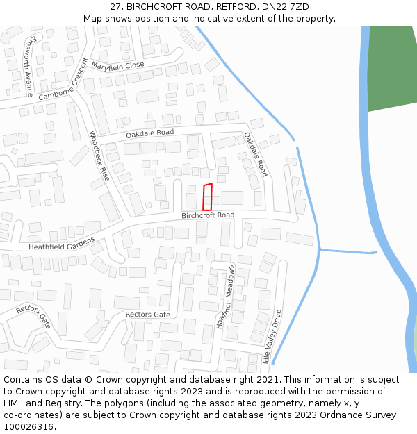 27, BIRCHCROFT ROAD, RETFORD, DN22 7ZD: Location map and indicative extent of plot