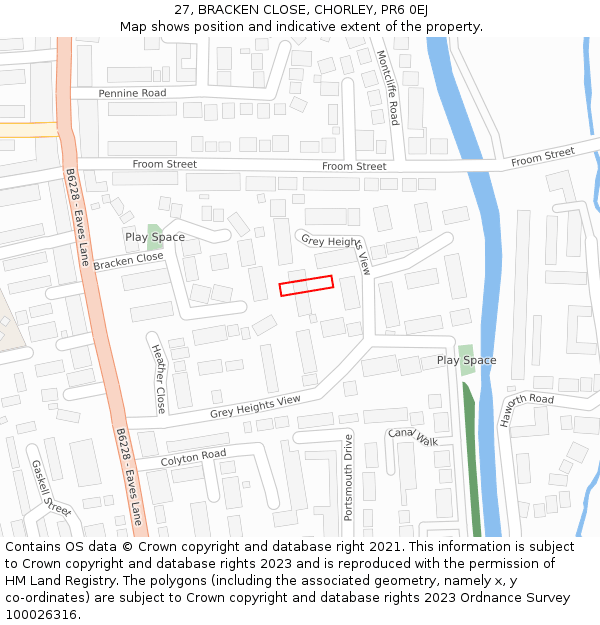 27, BRACKEN CLOSE, CHORLEY, PR6 0EJ: Location map and indicative extent of plot