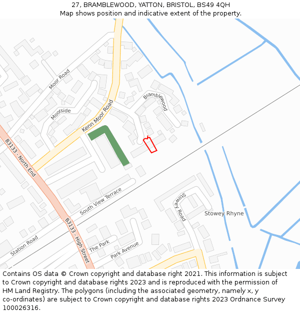 27, BRAMBLEWOOD, YATTON, BRISTOL, BS49 4QH: Location map and indicative extent of plot