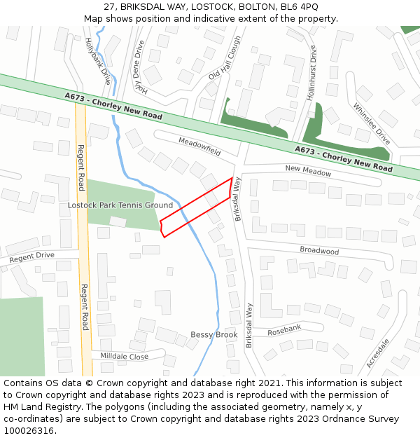 27, BRIKSDAL WAY, LOSTOCK, BOLTON, BL6 4PQ: Location map and indicative extent of plot