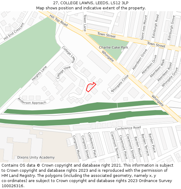 27, COLLEGE LAWNS, LEEDS, LS12 3LP: Location map and indicative extent of plot