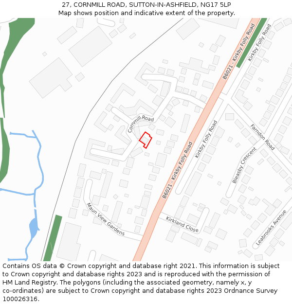 27, CORNMILL ROAD, SUTTON-IN-ASHFIELD, NG17 5LP: Location map and indicative extent of plot