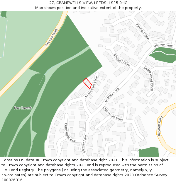 27, CRANEWELLS VIEW, LEEDS, LS15 9HG: Location map and indicative extent of plot