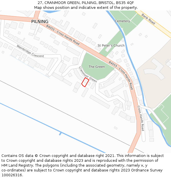 27, CRANMOOR GREEN, PILNING, BRISTOL, BS35 4QF: Location map and indicative extent of plot