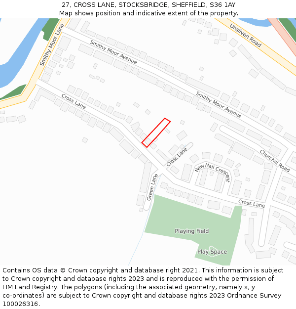 27, CROSS LANE, STOCKSBRIDGE, SHEFFIELD, S36 1AY: Location map and indicative extent of plot
