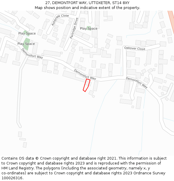 27, DEMONTFORT WAY, UTTOXETER, ST14 8XY: Location map and indicative extent of plot