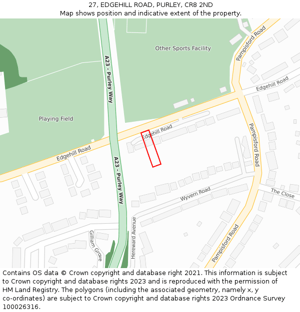 27, EDGEHILL ROAD, PURLEY, CR8 2ND: Location map and indicative extent of plot