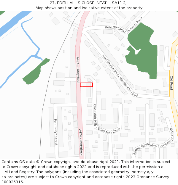 27, EDITH MILLS CLOSE, NEATH, SA11 2JL: Location map and indicative extent of plot