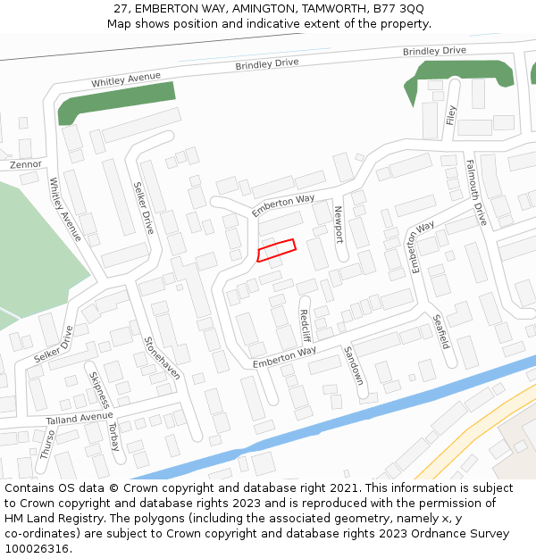 27, EMBERTON WAY, AMINGTON, TAMWORTH, B77 3QQ: Location map and indicative extent of plot