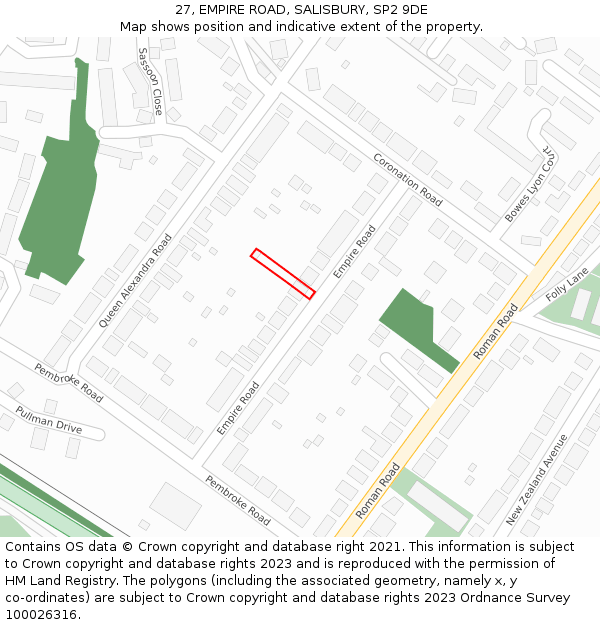 27, EMPIRE ROAD, SALISBURY, SP2 9DE: Location map and indicative extent of plot