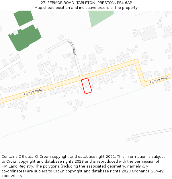 27, FERMOR ROAD, TARLETON, PRESTON, PR4 6AP: Location map and indicative extent of plot