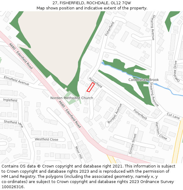 27, FISHERFIELD, ROCHDALE, OL12 7QW: Location map and indicative extent of plot