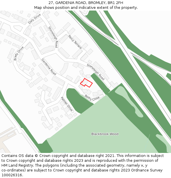 27, GARDENIA ROAD, BROMLEY, BR1 2FH: Location map and indicative extent of plot
