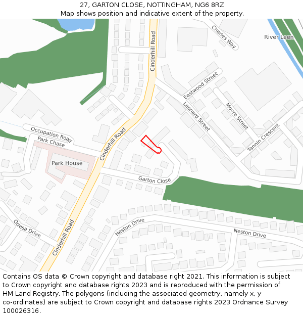 27, GARTON CLOSE, NOTTINGHAM, NG6 8RZ: Location map and indicative extent of plot