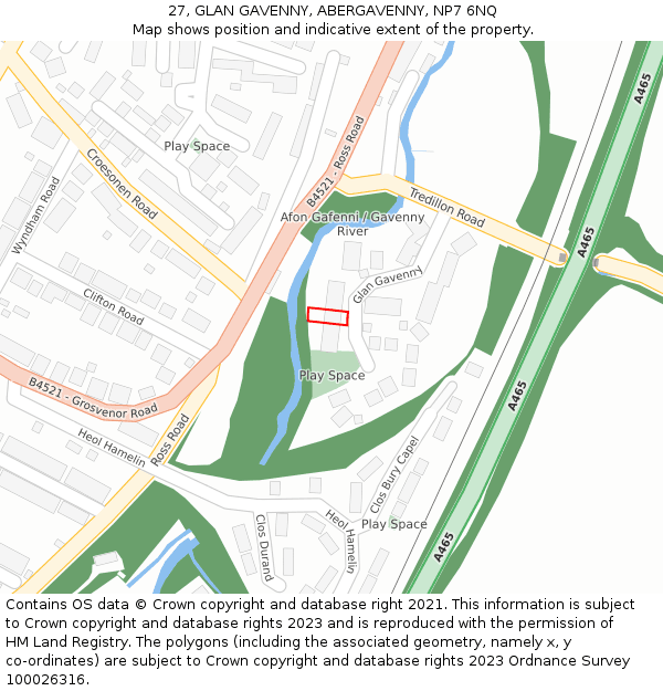 27, GLAN GAVENNY, ABERGAVENNY, NP7 6NQ: Location map and indicative extent of plot
