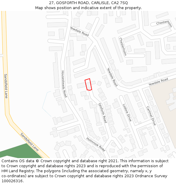 27, GOSFORTH ROAD, CARLISLE, CA2 7SQ: Location map and indicative extent of plot