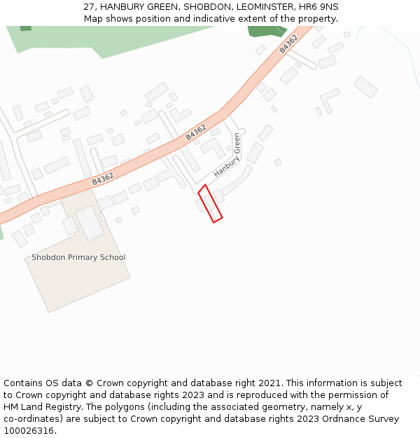 27, HANBURY GREEN, SHOBDON, LEOMINSTER, HR6 9NS: Location map and indicative extent of plot