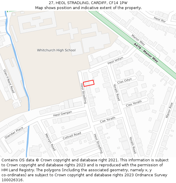 27, HEOL STRADLING, CARDIFF, CF14 1PW: Location map and indicative extent of plot