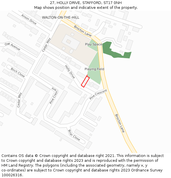 27, HOLLY DRIVE, STAFFORD, ST17 0NH: Location map and indicative extent of plot