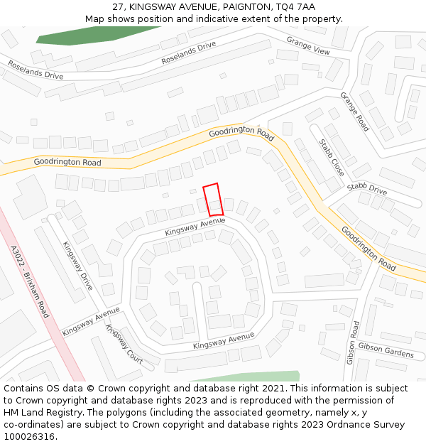 27, KINGSWAY AVENUE, PAIGNTON, TQ4 7AA: Location map and indicative extent of plot