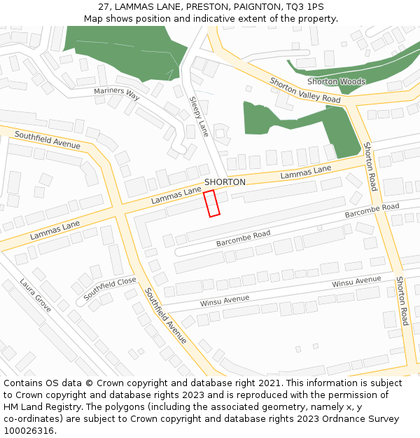 27, LAMMAS LANE, PRESTON, PAIGNTON, TQ3 1PS: Location map and indicative extent of plot