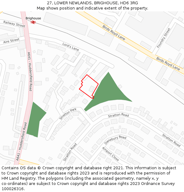 27, LOWER NEWLANDS, BRIGHOUSE, HD6 3RG: Location map and indicative extent of plot