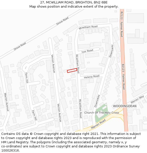 27, MCWILLIAM ROAD, BRIGHTON, BN2 6BE: Location map and indicative extent of plot