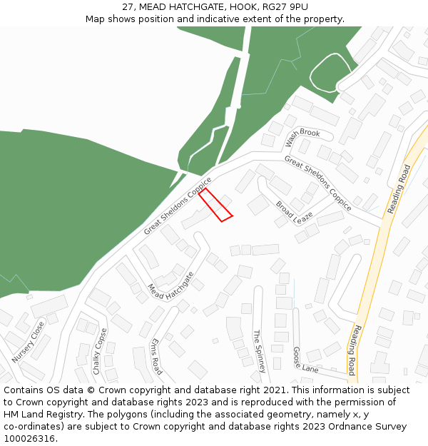27, MEAD HATCHGATE, HOOK, RG27 9PU: Location map and indicative extent of plot