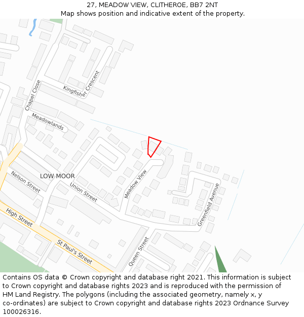 27, MEADOW VIEW, CLITHEROE, BB7 2NT: Location map and indicative extent of plot