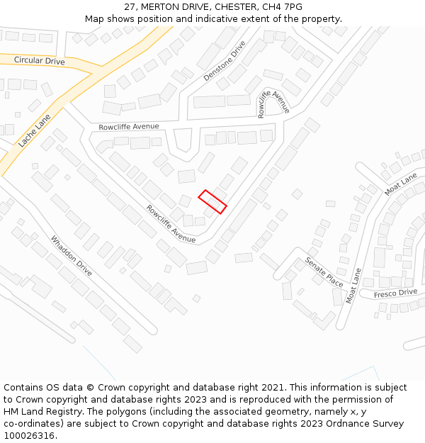 27, MERTON DRIVE, CHESTER, CH4 7PG: Location map and indicative extent of plot