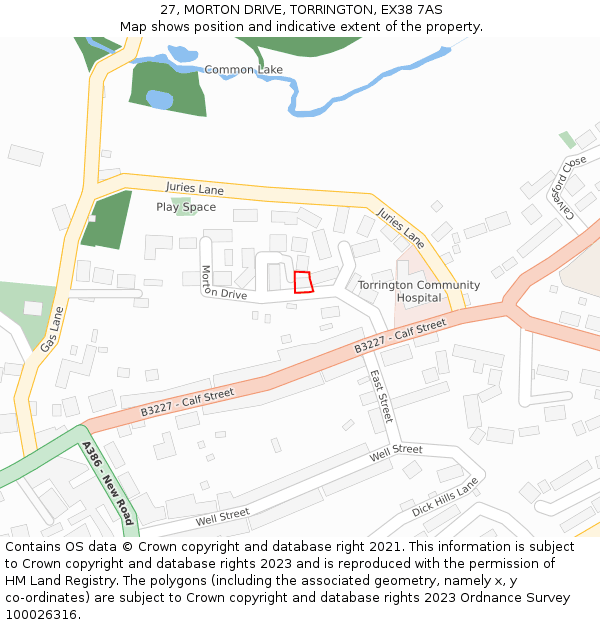 27, MORTON DRIVE, TORRINGTON, EX38 7AS: Location map and indicative extent of plot