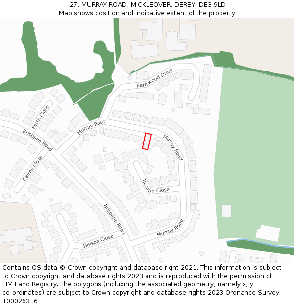 27, MURRAY ROAD, MICKLEOVER, DERBY, DE3 9LD: Location map and indicative extent of plot