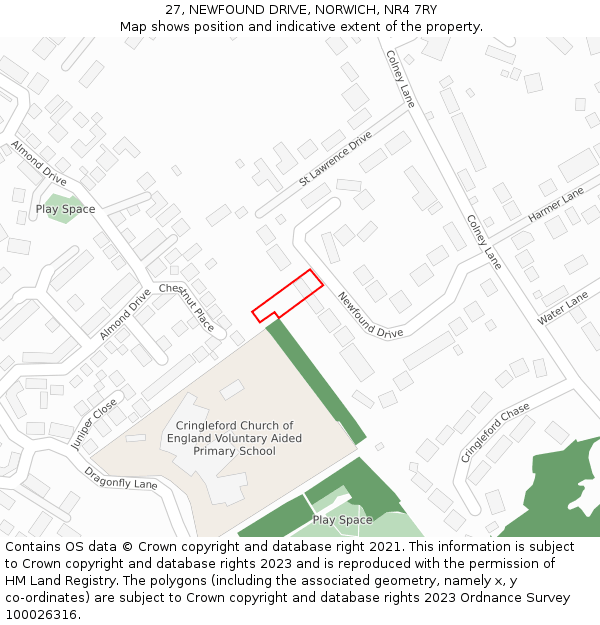27, NEWFOUND DRIVE, NORWICH, NR4 7RY: Location map and indicative extent of plot