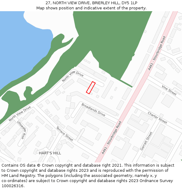 27, NORTH VIEW DRIVE, BRIERLEY HILL, DY5 1LP: Location map and indicative extent of plot