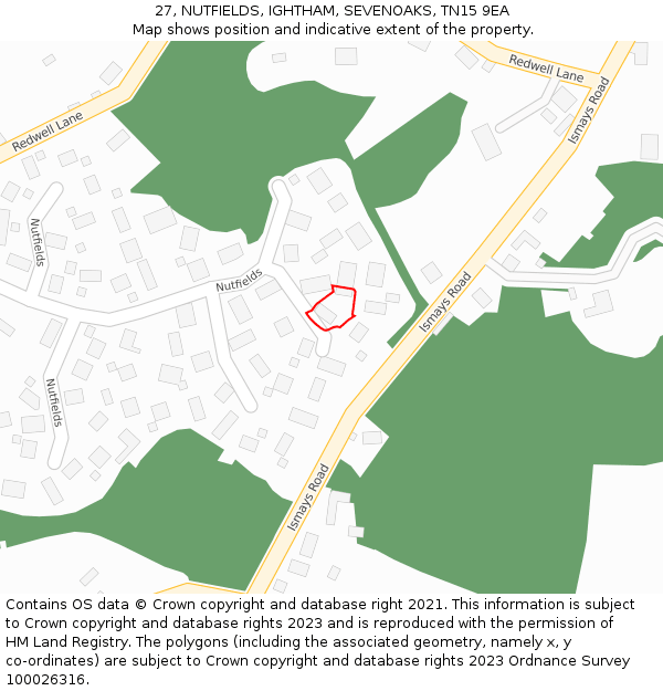 27, NUTFIELDS, IGHTHAM, SEVENOAKS, TN15 9EA: Location map and indicative extent of plot