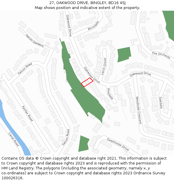 27, OAKWOOD DRIVE, BINGLEY, BD16 4SJ: Location map and indicative extent of plot
