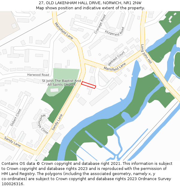 27, OLD LAKENHAM HALL DRIVE, NORWICH, NR1 2NW: Location map and indicative extent of plot