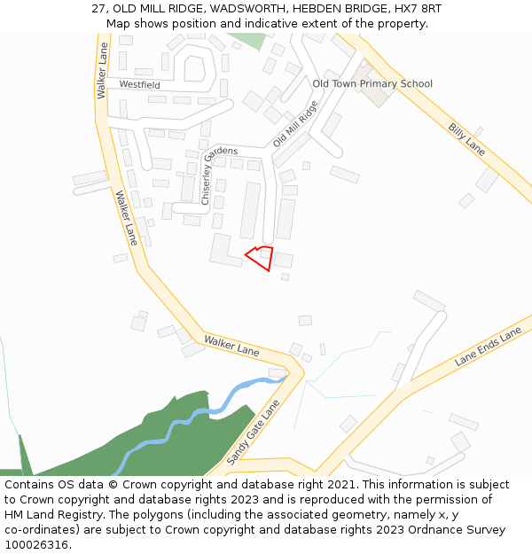 27, OLD MILL RIDGE, WADSWORTH, HEBDEN BRIDGE, HX7 8RT: Location map and indicative extent of plot
