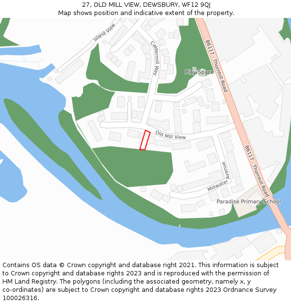 27, OLD MILL VIEW, DEWSBURY, WF12 9QJ: Location map and indicative extent of plot