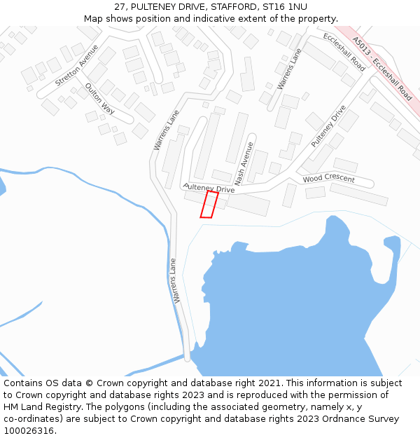 27, PULTENEY DRIVE, STAFFORD, ST16 1NU: Location map and indicative extent of plot
