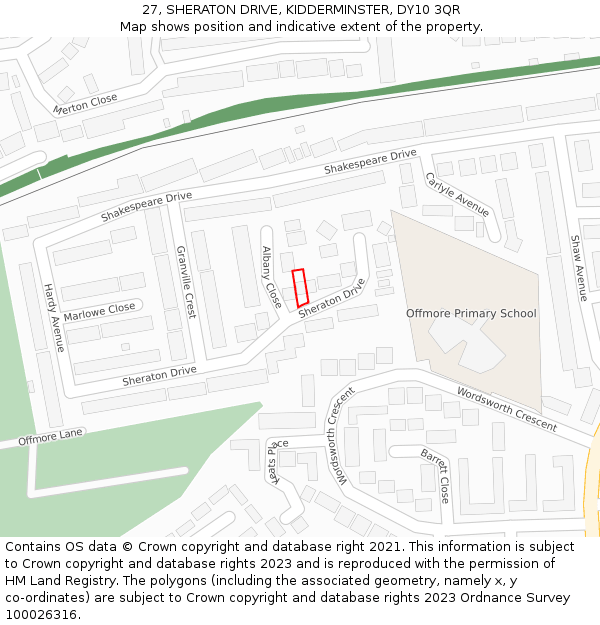 27, SHERATON DRIVE, KIDDERMINSTER, DY10 3QR: Location map and indicative extent of plot