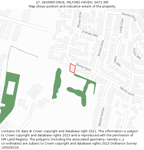 27, SKOMER DRIVE, MILFORD HAVEN, SA73 2RF: Location map and indicative extent of plot