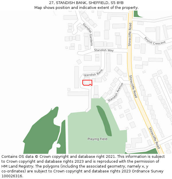 27, STANDISH BANK, SHEFFIELD, S5 8YB: Location map and indicative extent of plot