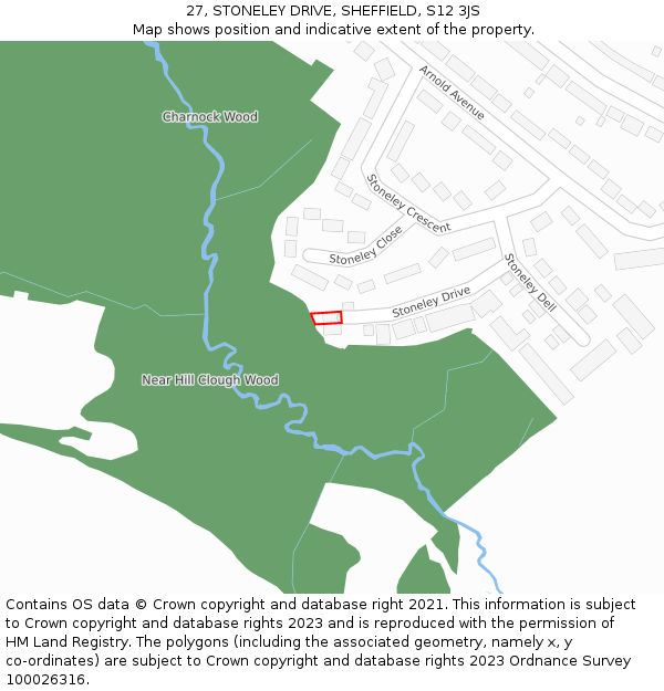 27, STONELEY DRIVE, SHEFFIELD, S12 3JS: Location map and indicative extent of plot