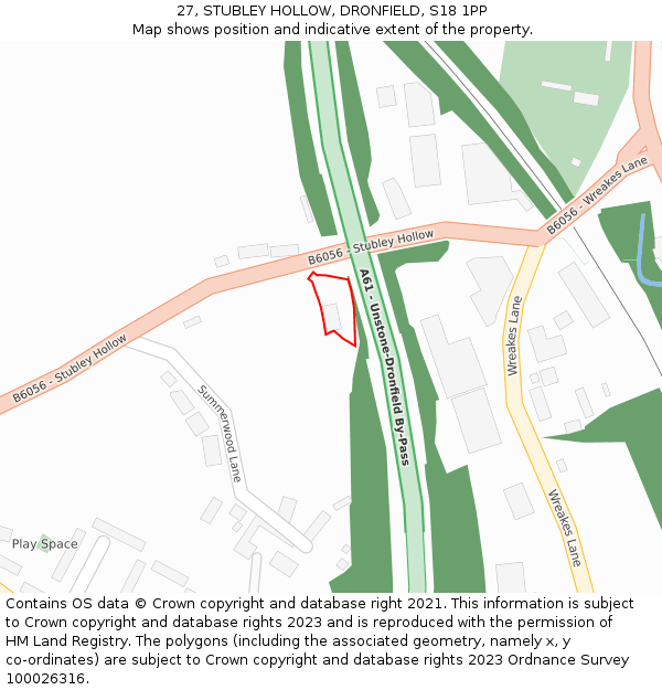 27, STUBLEY HOLLOW, DRONFIELD, S18 1PP: Location map and indicative extent of plot