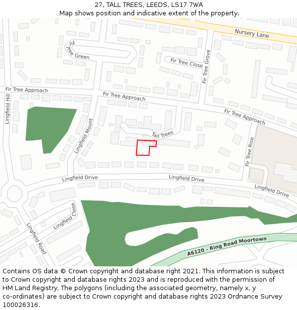27, TALL TREES, LEEDS, LS17 7WA: Location map and indicative extent of plot