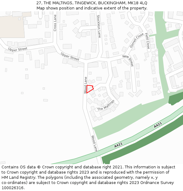 27, THE MALTINGS, TINGEWICK, BUCKINGHAM, MK18 4LQ: Location map and indicative extent of plot